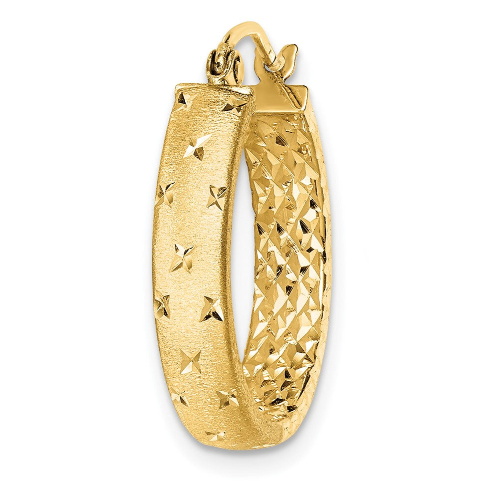 Single 14k Polished Diamond-cut In/Out Hoop Earring