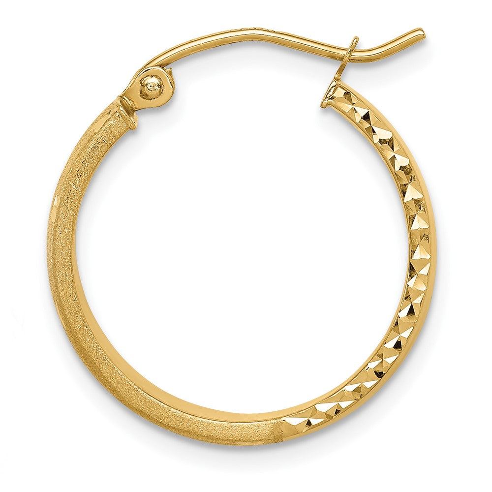 Single 14k Polished Diamond-cut In/Out Hoop Earring