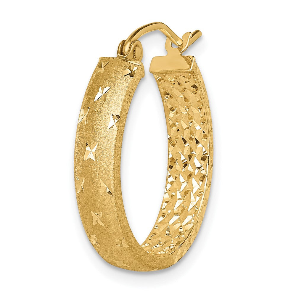Single 14k Polished Diamond-cut In/Out Hoop Earring