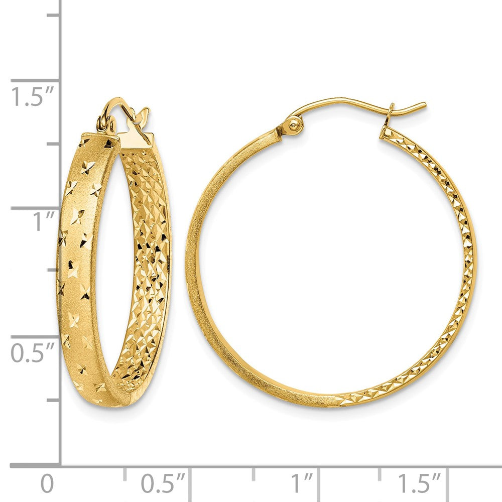 14k Polished Diamond-cut In/Out Hoop Earrings