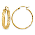 14k Polished Diamond-cut In/Out Hoop Earrings