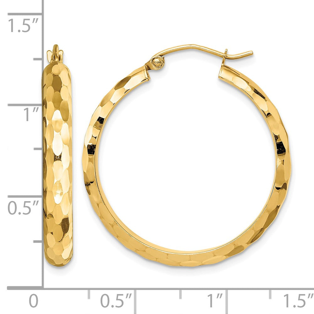 14k Diamond-cut Hoop Earrings