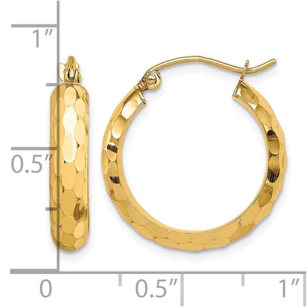 14k Diamond-cut Hoop Earrings