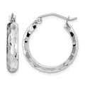 14k White Gold Diamond-cut Hoop Earrings