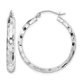 14k White Gold Diamond-cut Hoop Earrings