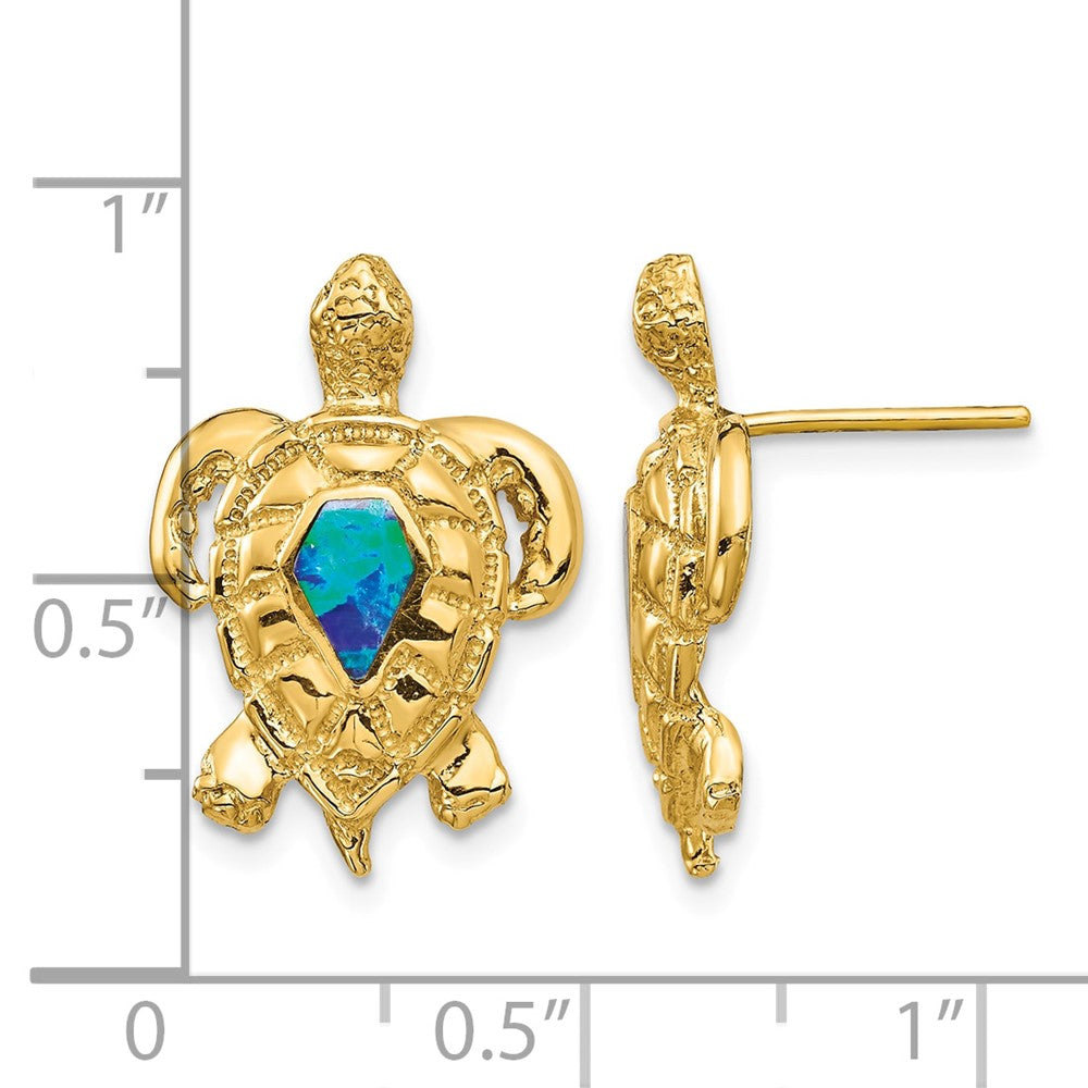 14K Created Opal Turtle Post Earrings