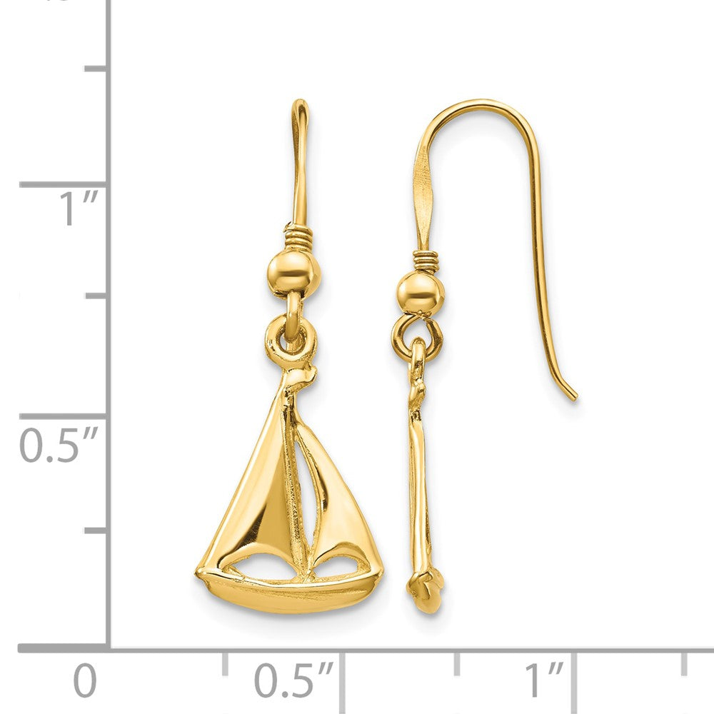 14K Sailboat Shepherd Hook Earrings