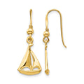 14K Sailboat Shepherd Hook Earrings