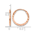 14k Rose Gold 1.60mm D/C Square Tube Endless Hoop Earrings