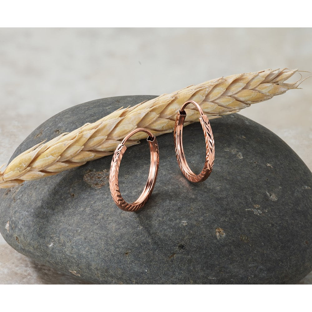 14k Rose Gold 1.60mm D/C Square Tube Endless Hoop Earrings