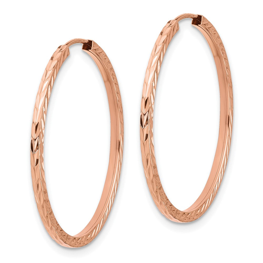 14k Rose Gold 1.60mm D/C Square Tube Endless Hoop Earrings