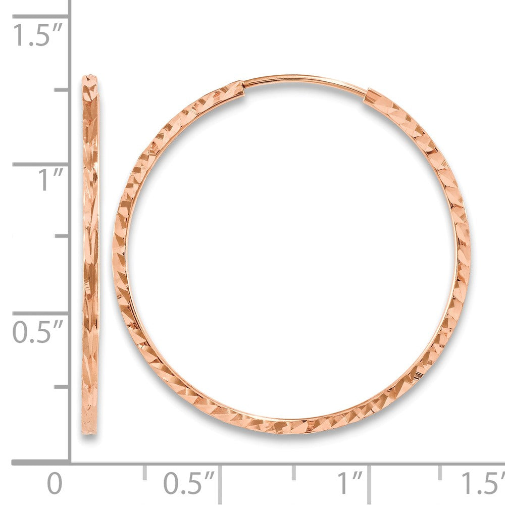 14k Rose Gold 1.60mm D/C Square Tube Endless Hoop Earrings