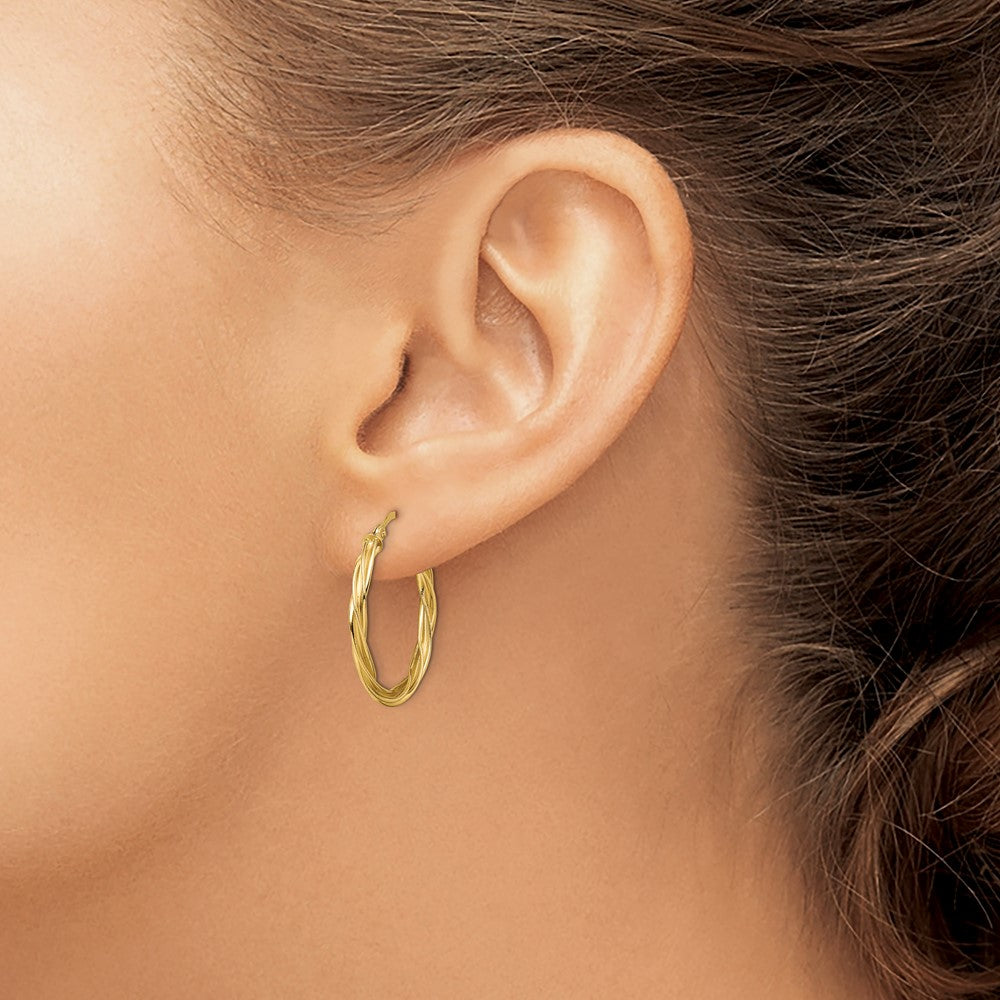 14K Polished Twisted 2.5mm Hoop Earrings