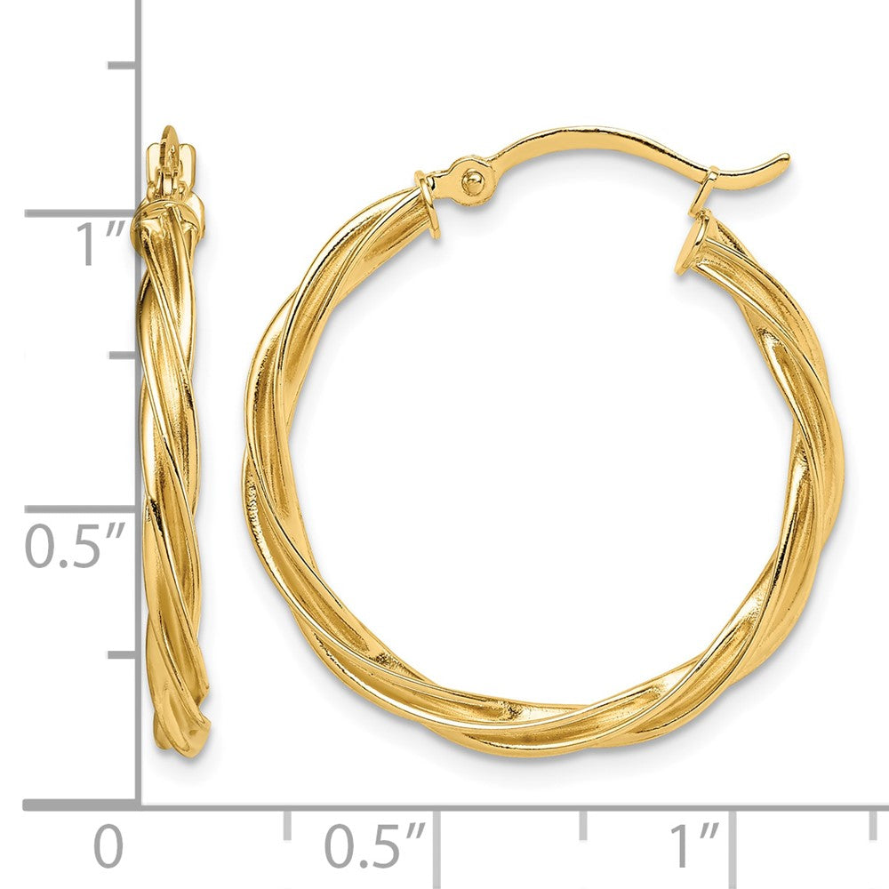 14K Polished Twisted 2.5mm Hoop Earrings