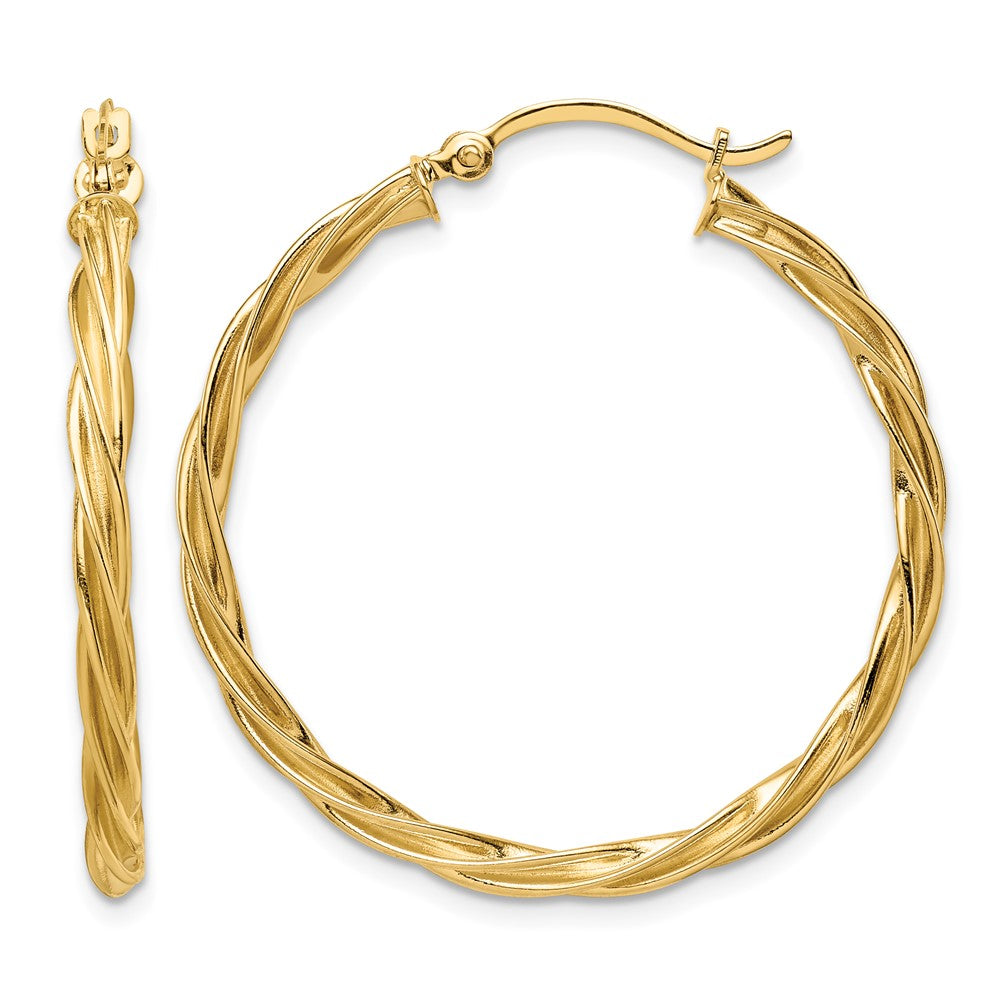 14K Polished 2.5mm Twisted Hoop Earrings