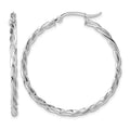 14K Polished White Gold Twisted 2.5mm Hoop Earrings