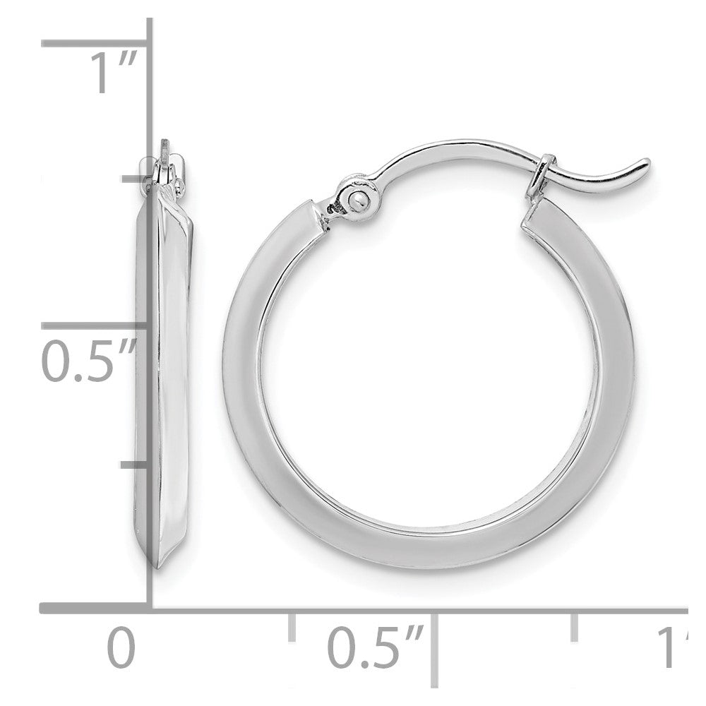 14K White Gold Polished Hoop Earrings