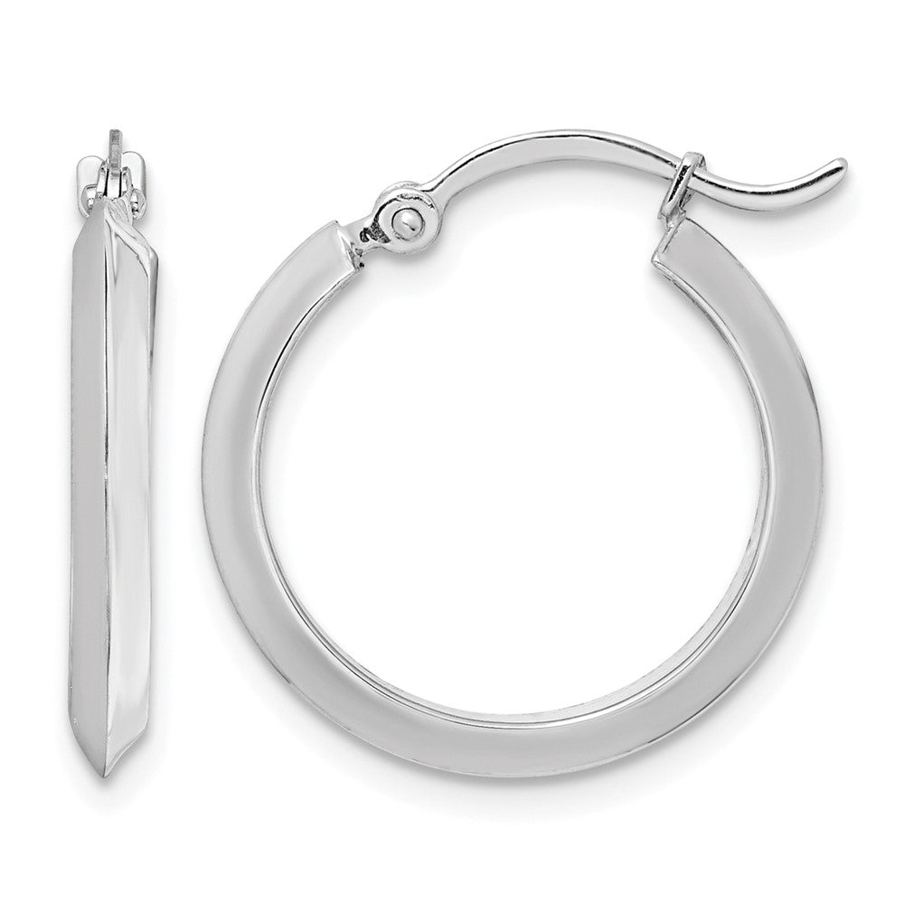 14K White Gold Polished Hoop Earrings