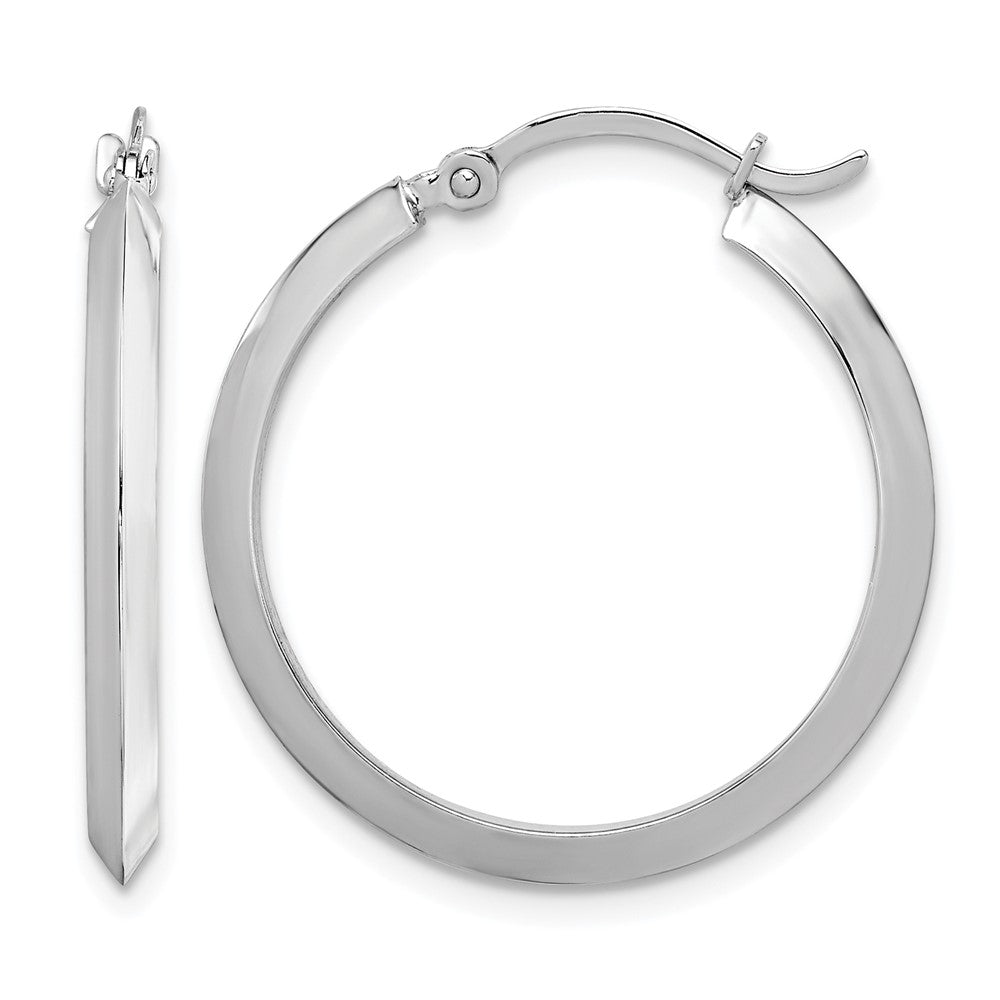 14K Polished White Gold Hoop Earrings