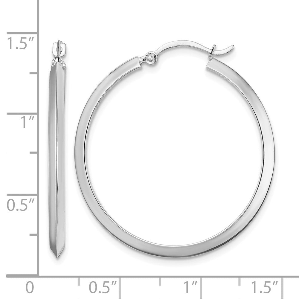 14K White Gold Polished Hoop Earrings