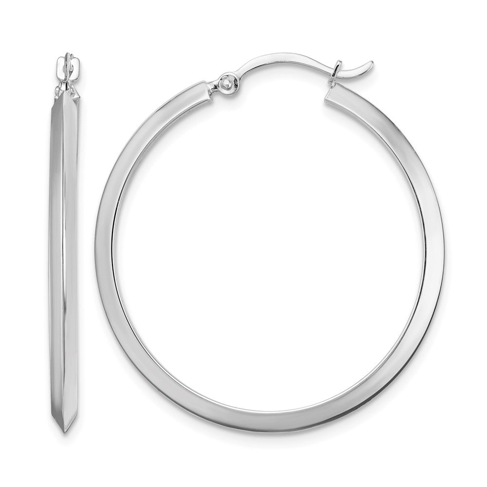 14K White Gold Polished Hoop Earrings