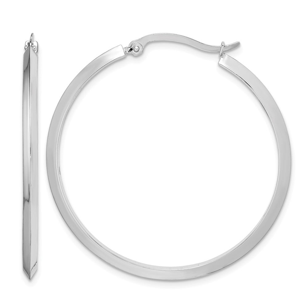 14K White Gold Polished Hoop Earrings