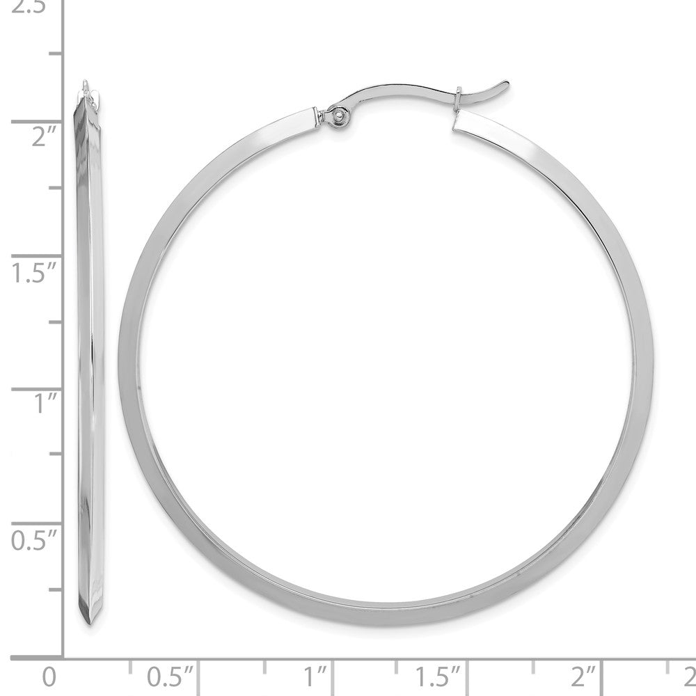 14K White Gold Polished Hoop Earrings