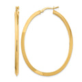14K Large 3mm Knife Edge Oval Hoop Earrings