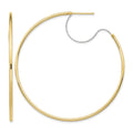 14K Two-Tone Large 2x55mm D/C Wire Polished Hoop Earrings