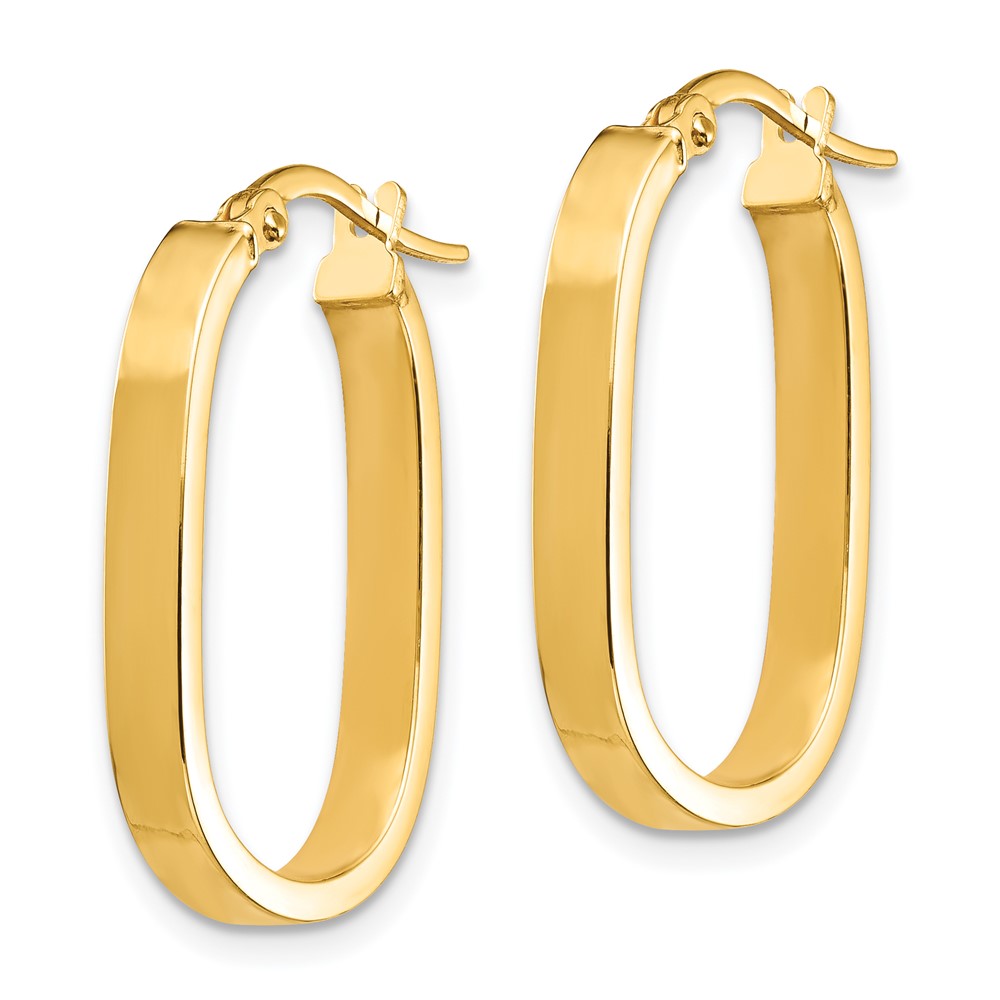 14K 3x23mm Oval Hoop Earrings