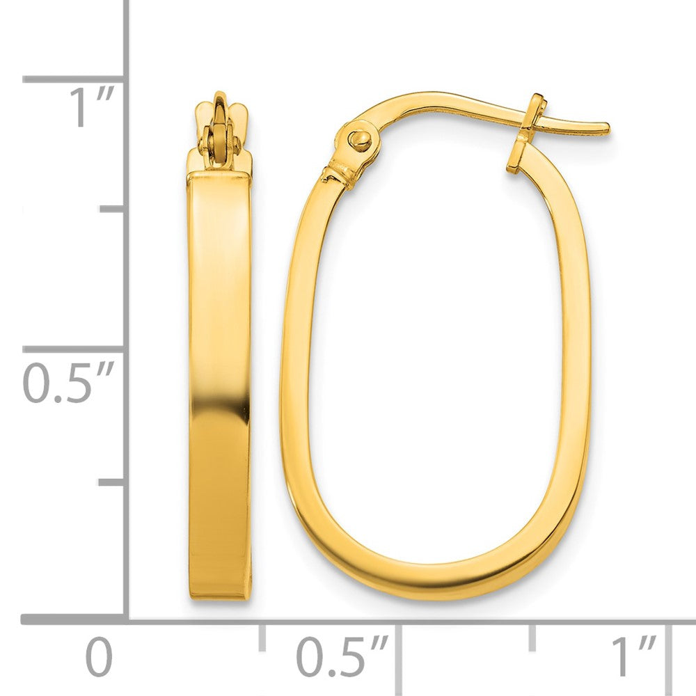 14K 3x23mm Oval Hoop Earrings
