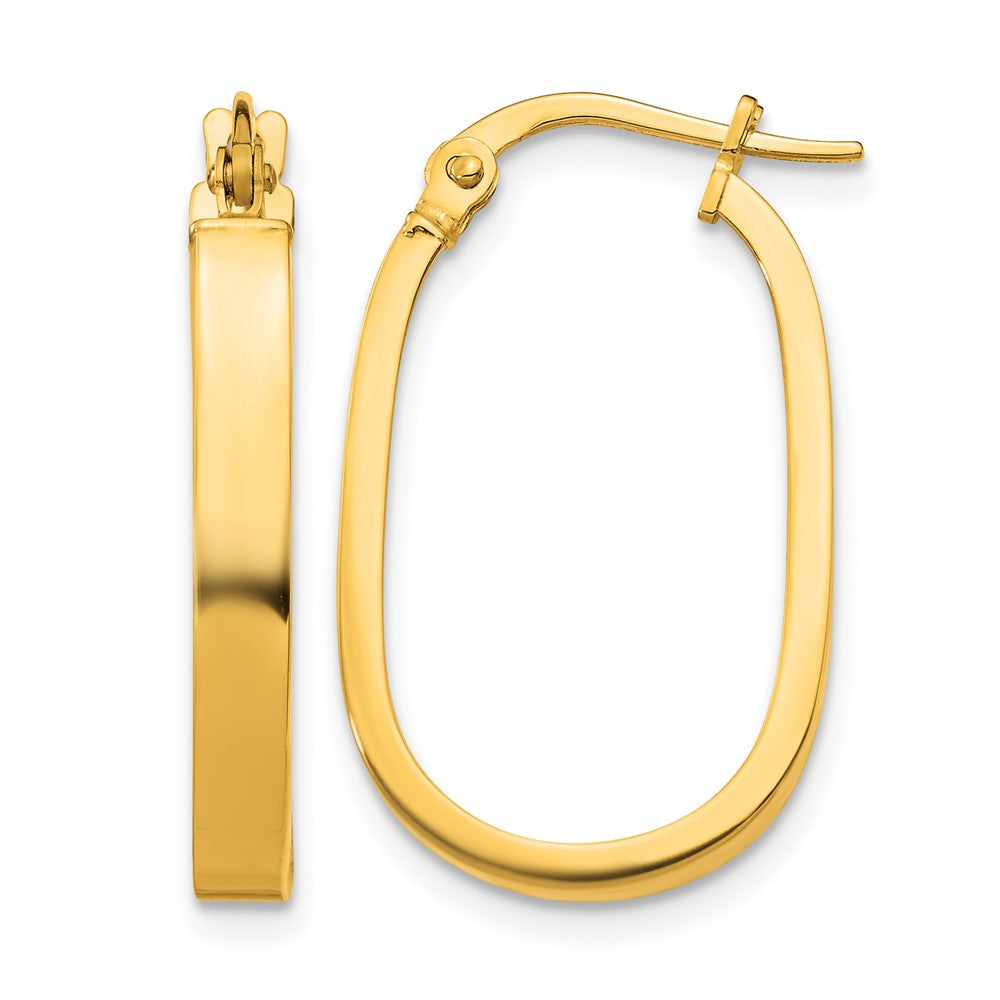 14K 3x23mm Oval Hoop Earrings