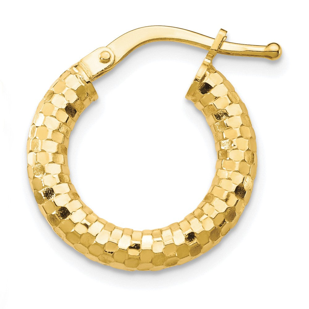 Single 14K 3x17mm Diamond-cut Hoop Earring