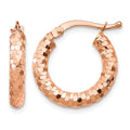 14k Rose Gold 3x17mm Diamond-cut Hoop Earrings