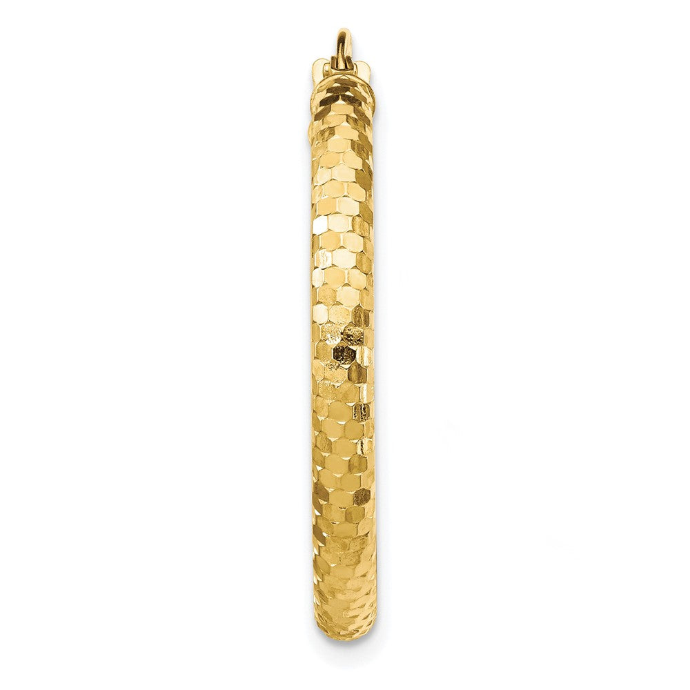 Single 14K 3x27mm Diamond-cut Hoop Earring