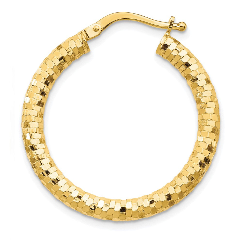 Single 14K 3x27mm Diamond-cut Hoop Earring