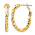 14K 3x26mm Diamond-cut Oval Omega Back Hoop Earrings