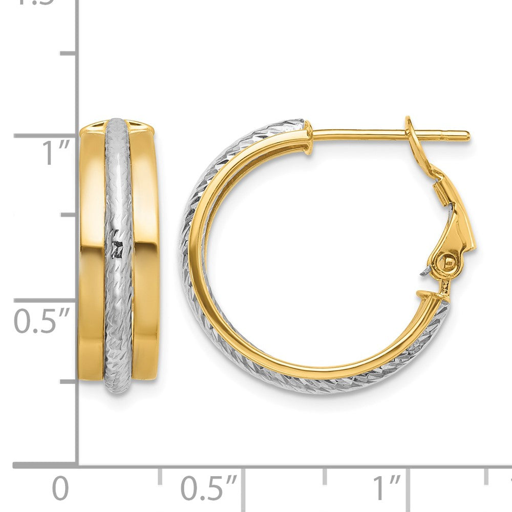 14K Two-tone Polished Diamond-Cut Hoop Earrings