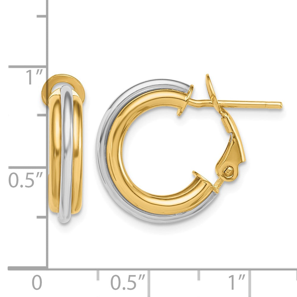 14K Two-tone 17mm Polished Omega Back Hoop Earrings