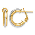 14K Two-tone 17mm Polished Omega Back Hoop Earrings