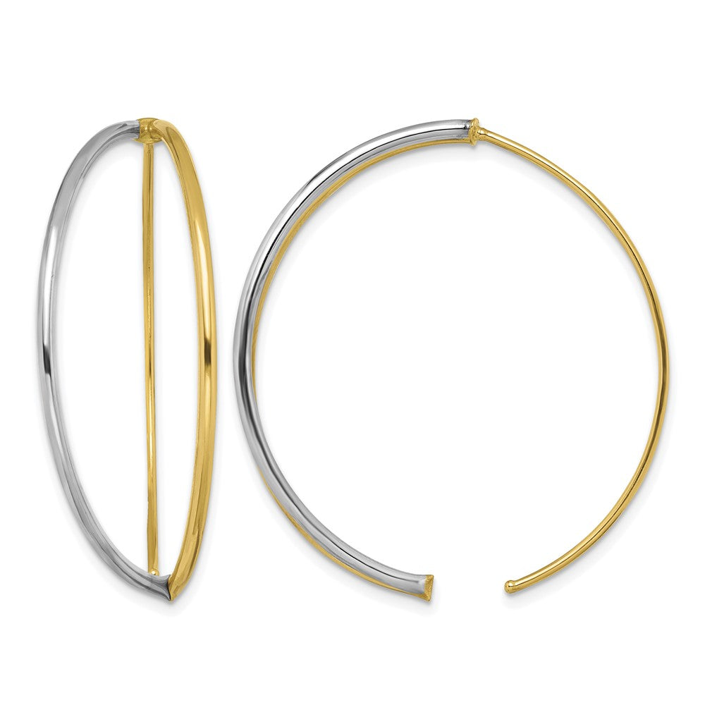 14K w/Rhodium Large Dangle Threader Earrings