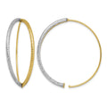 14K w/Rhodium Large Diamond-Cut Dangle Threader Earrings