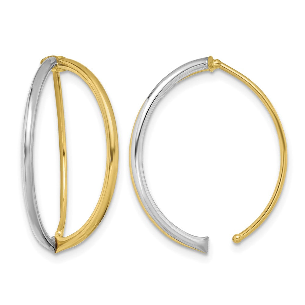 14K w/Rhodium Dangle Threader Earrings