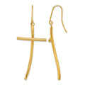 14K Polished Cross Dangle Earrings