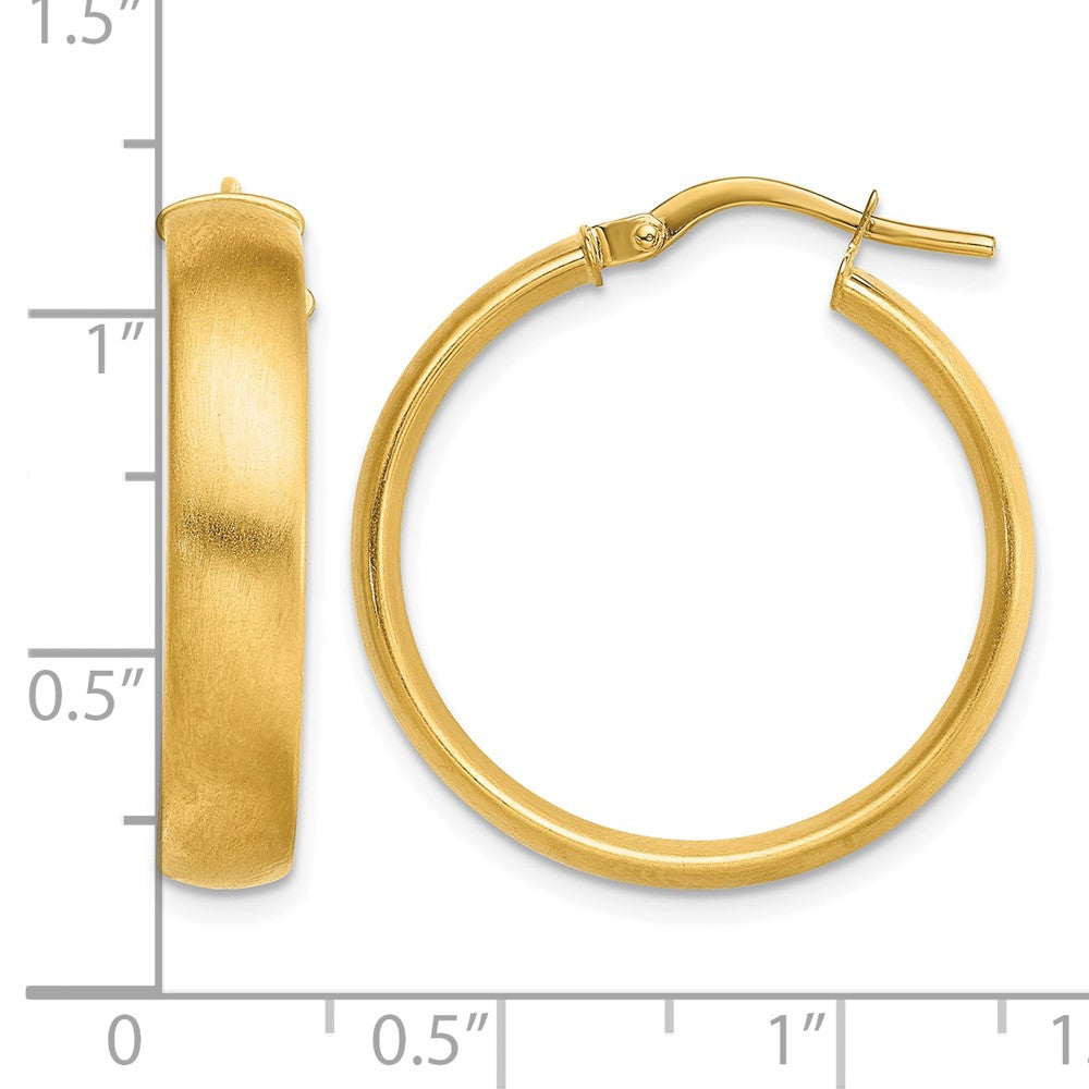 14K Medium x5mm Satin Hoop Earrings