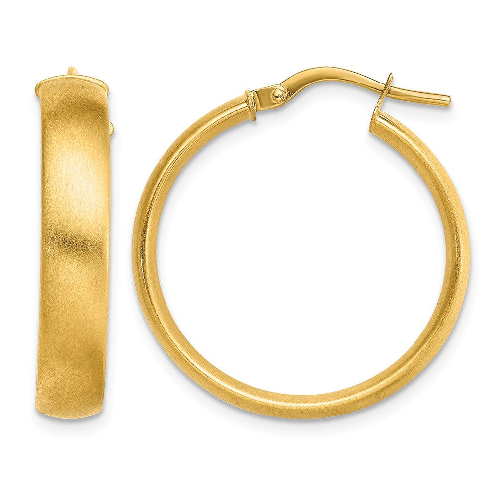 14K Medium x5mm Satin Hoop Earrings