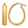 14K 4.85x18.5mm Satin and Polished Teardrop Hoop Earrings