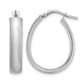 14K White Gold 4.85x18.5mm Satin Teardrop Hoop Earrings