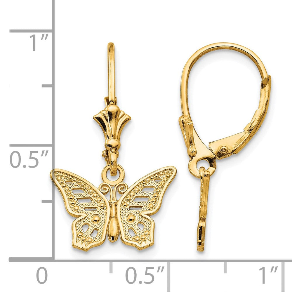14K Butterfly Leverback Earrings