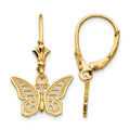 14K Butterfly Leverback Earrings